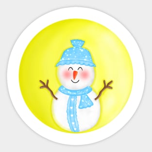 Cute Snowman with beautiful full moon Sticker